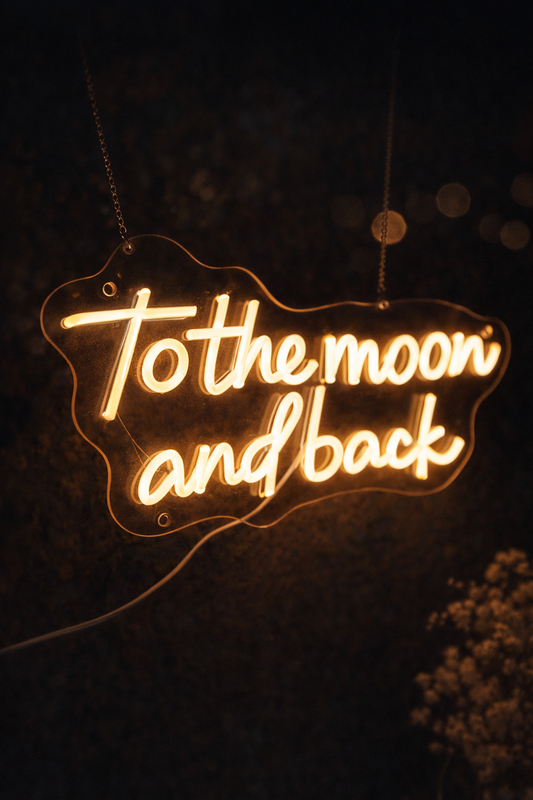 LED-Schild „to the moon and back“