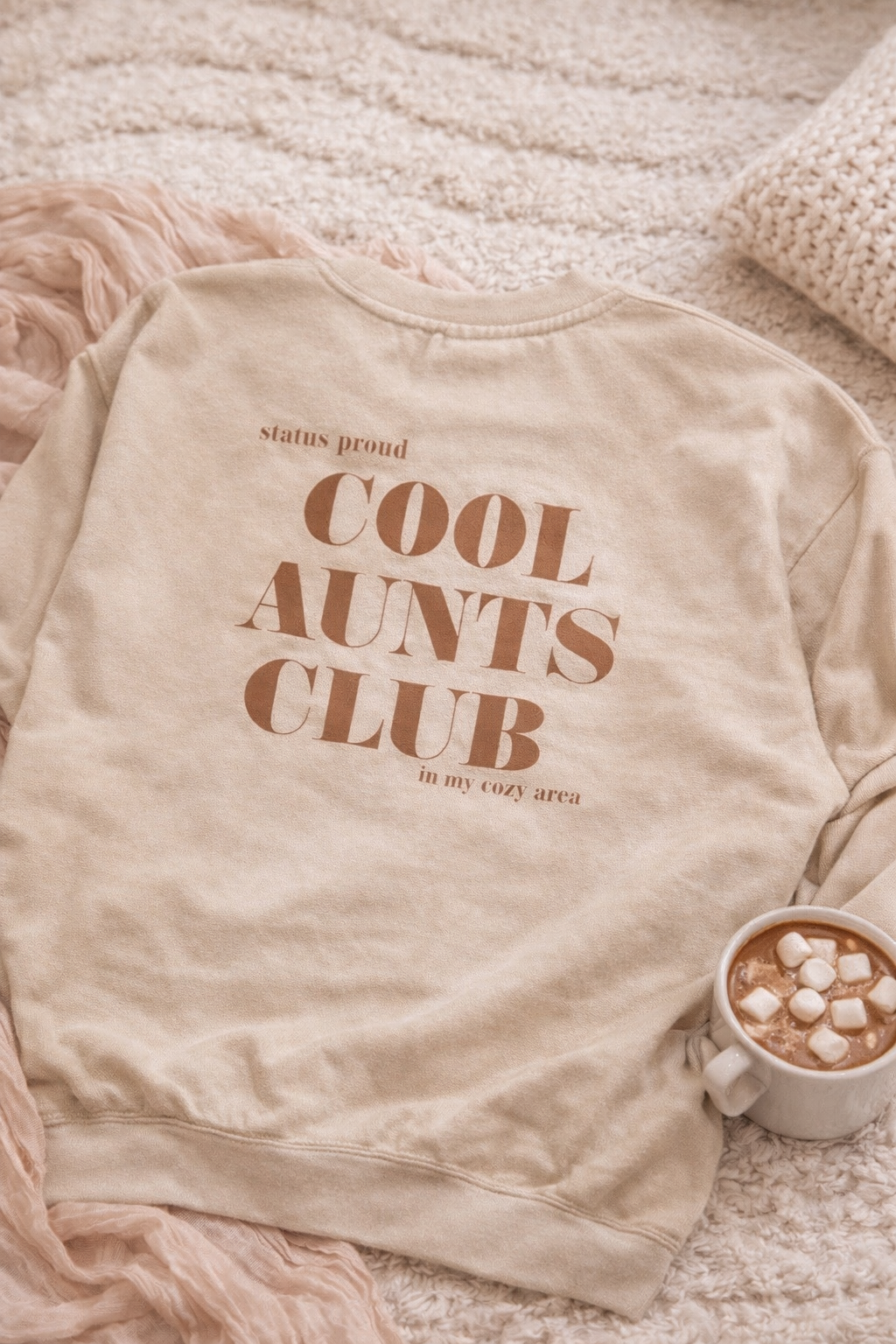 Cool Aunts Club Pullover | Cozy Sweater für stolze Tanten | Beiger Pullover mit Rückenprint | Geschenk für Tante