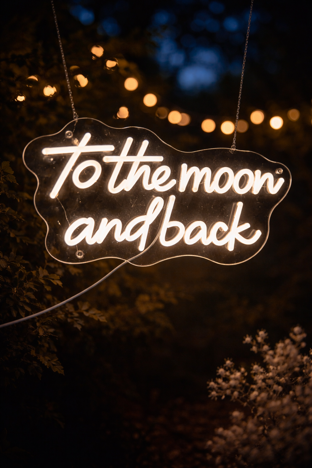 LED-Schild „to the moon and back“