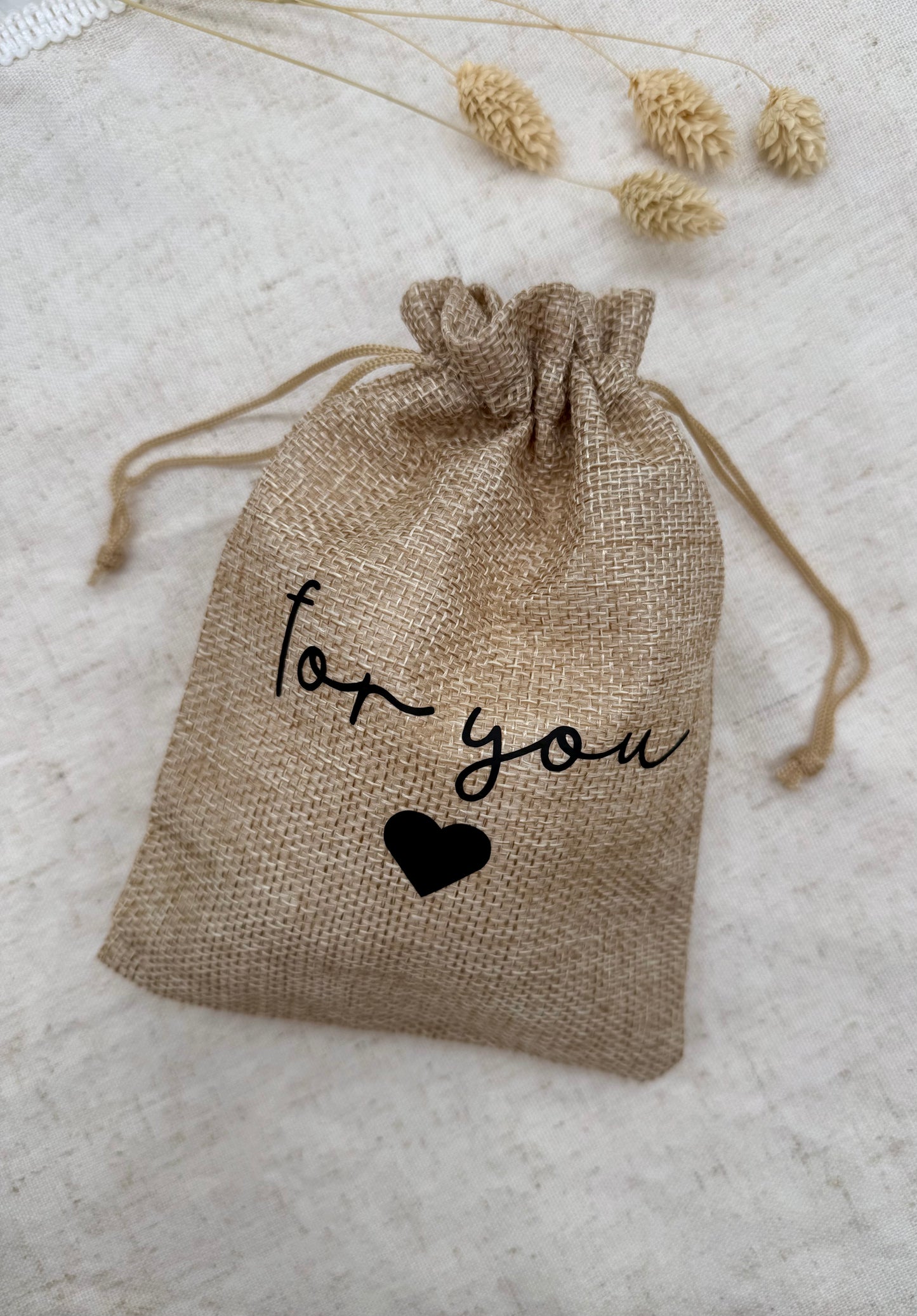 Kleiner Jutebeutel – Geschenkbeutel aus Jute | Gastgeschenk | Naturbeutel „For you“ oder "Thank you" | Nachhaltige Verpackung | zwei Farben