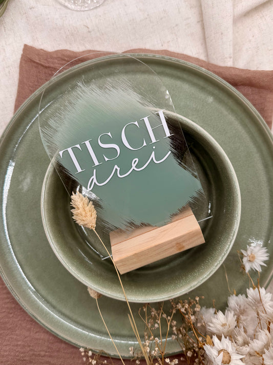 Tischkarten aus Acryl - personalisierbar | Hochzeit, Geburtstag, Taufe | Hintergrund wählbar